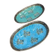 Plate ceramic oval small turtles 24×16