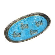 Plate ceramic oval small turtles 24×16