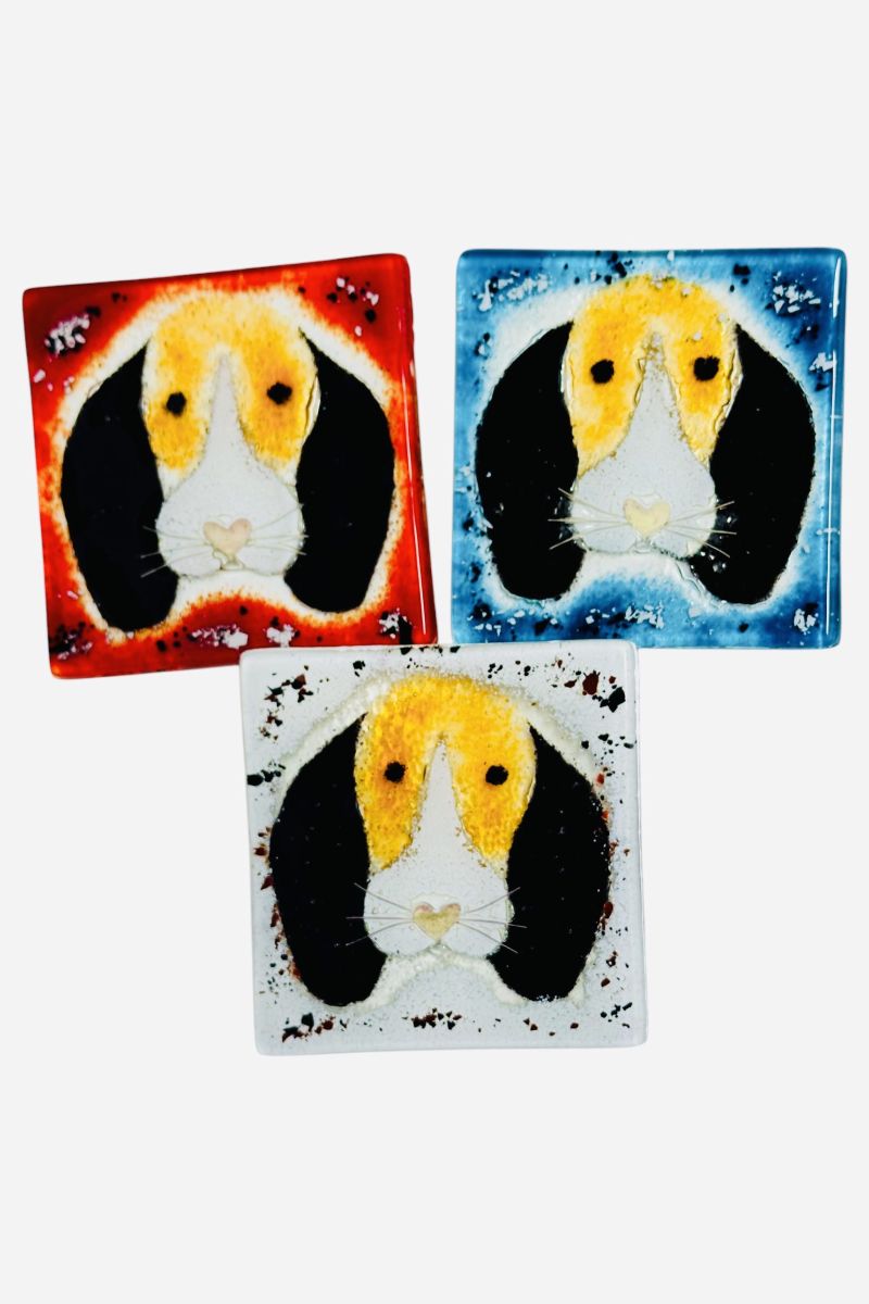 Dog glass coasters 10×10
