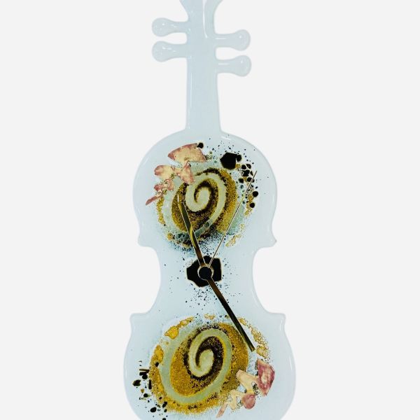 Clock violin with spiral & metals 33×13