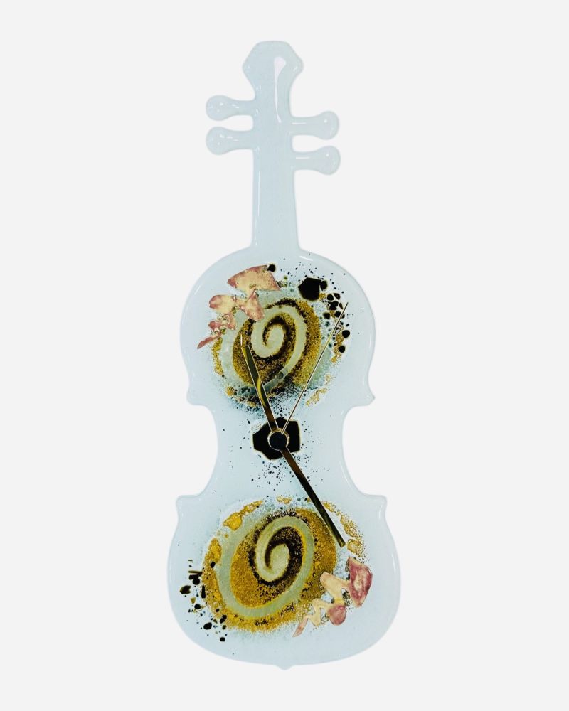 Clock violin with spiral & metals 33×13