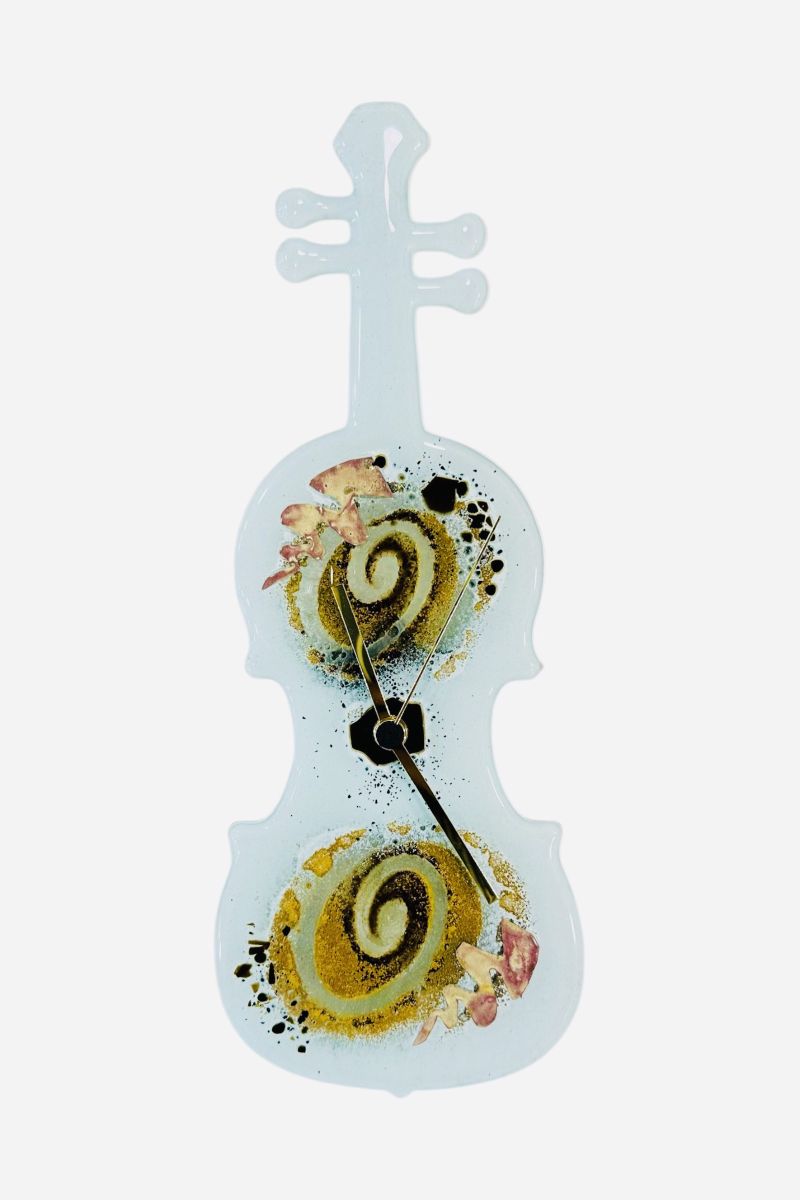 Clock violin with spiral & metals 33×13