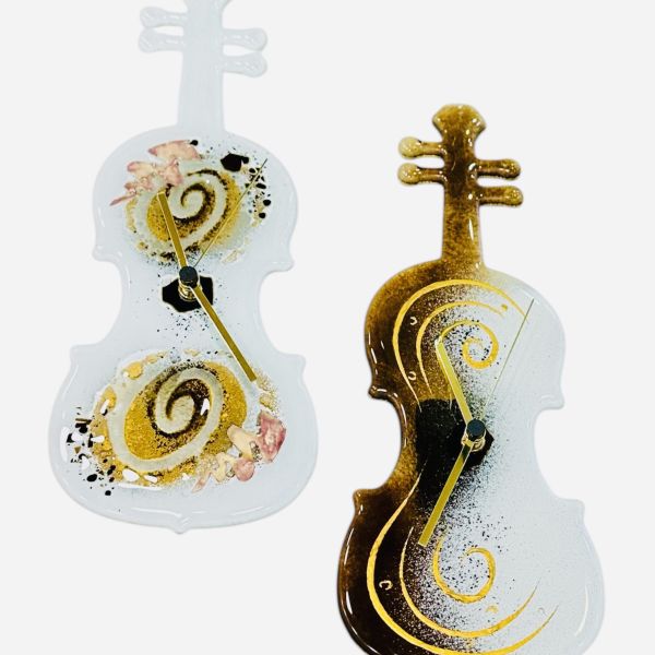 Clock violin with spiral & metals 33×13