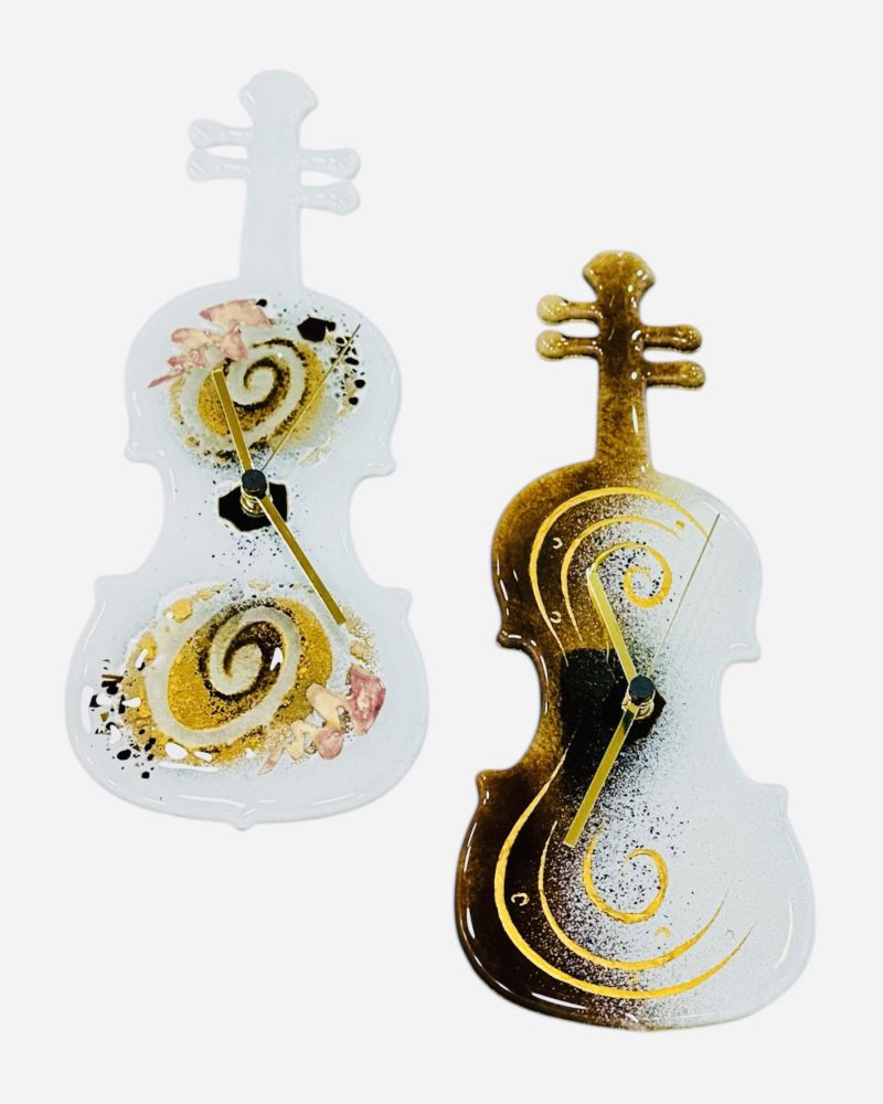 Clock violin with spiral & metals 33×13
