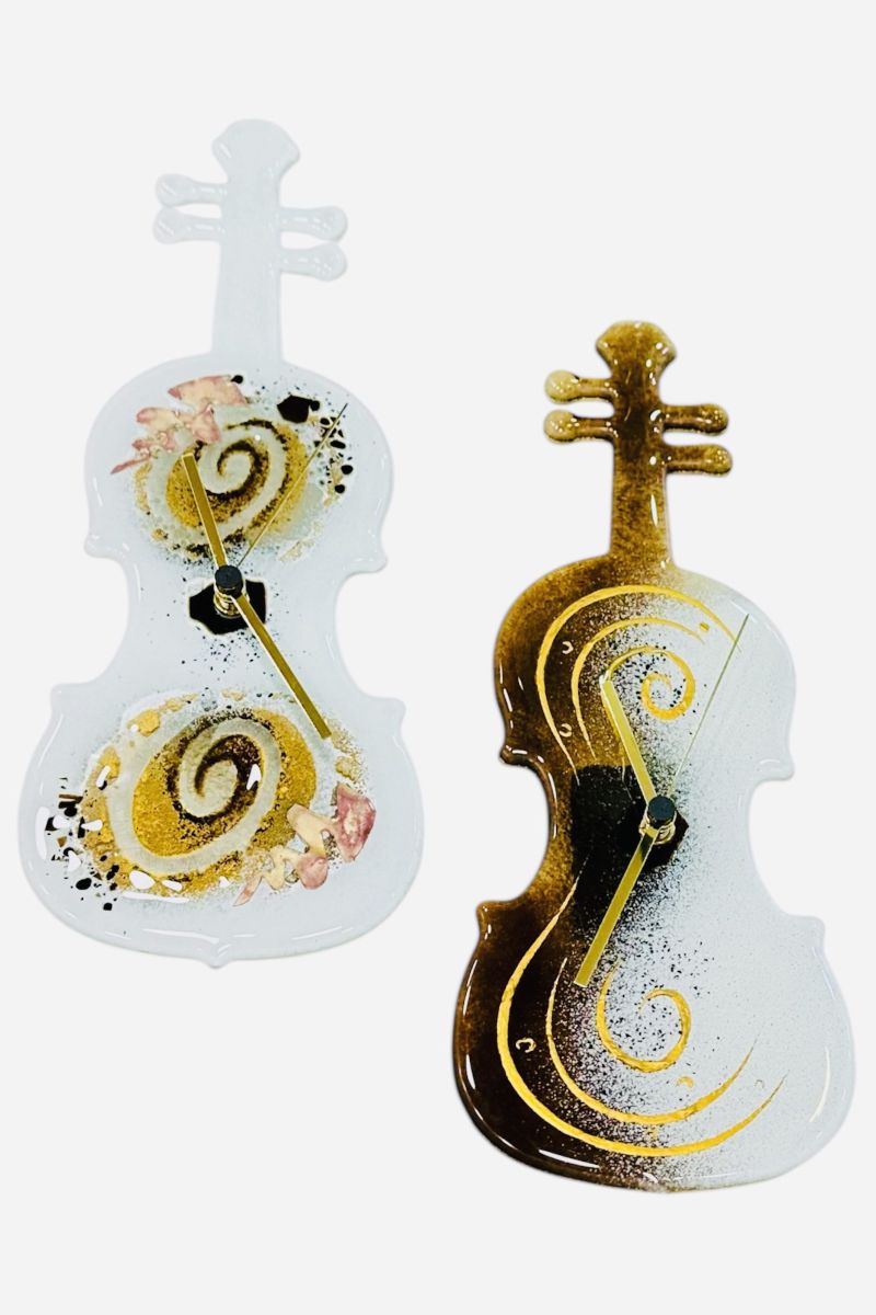 Clock violin with spiral & metals 33×13