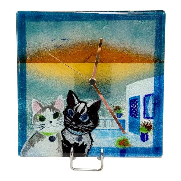 Island clock with cats 22×22
