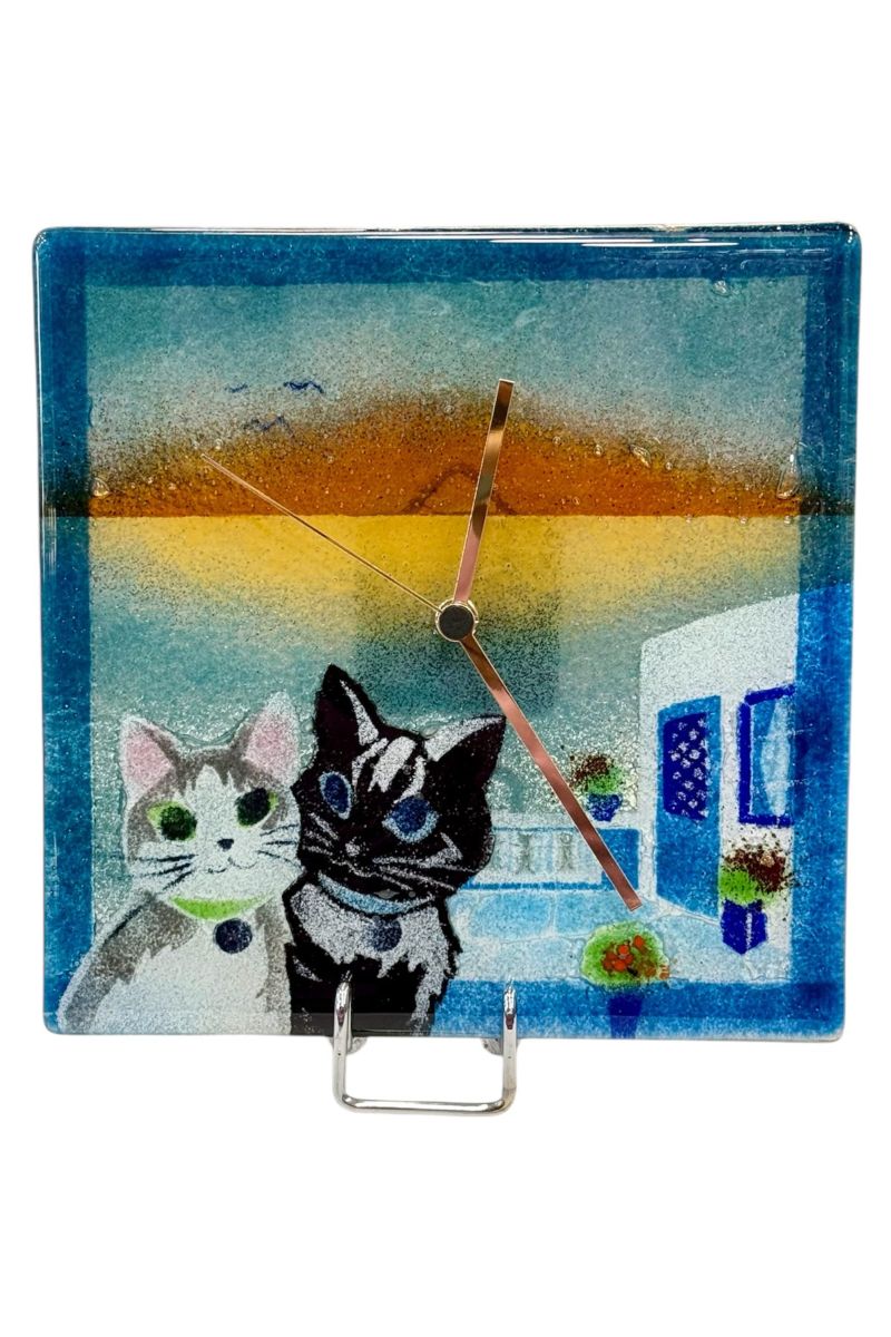 Island clock with cats 22×22