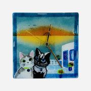Island clock with cats 22×22