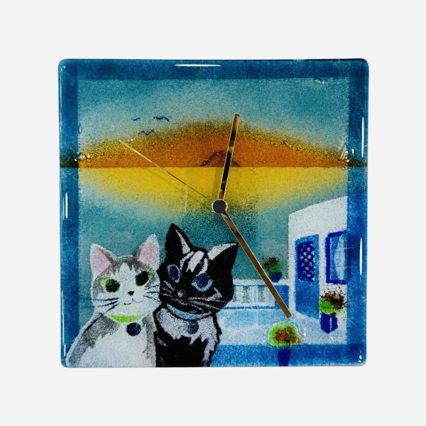 Island clock with cats 22×22