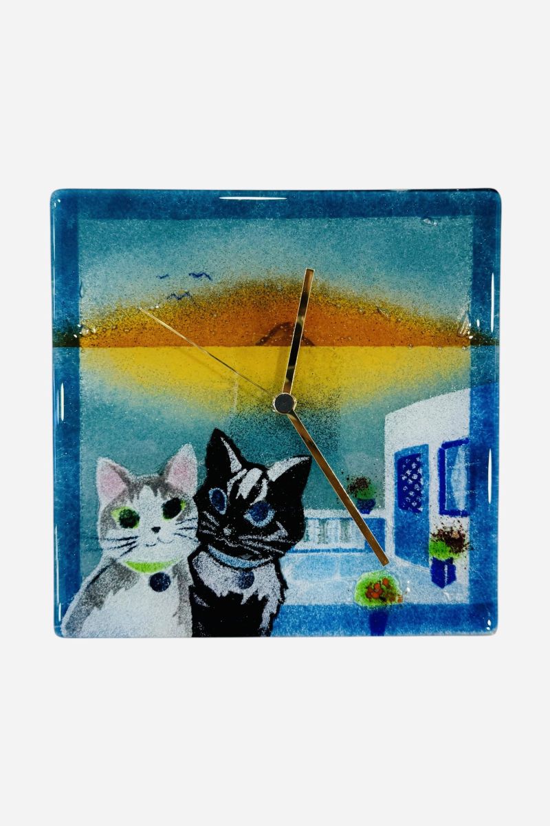 Island clock with cats 22×22