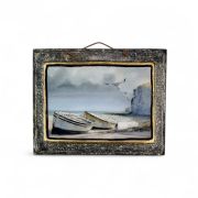 Handmade frame landscape with boats and seagulls 30×24