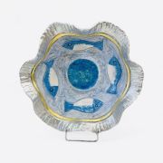 Small ceramic bowl with glass in the middle and fish F25