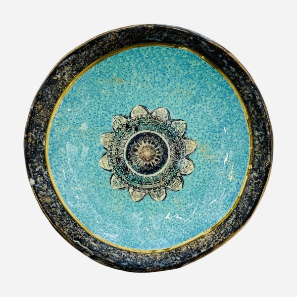 Plate ceramic round small mandala F20