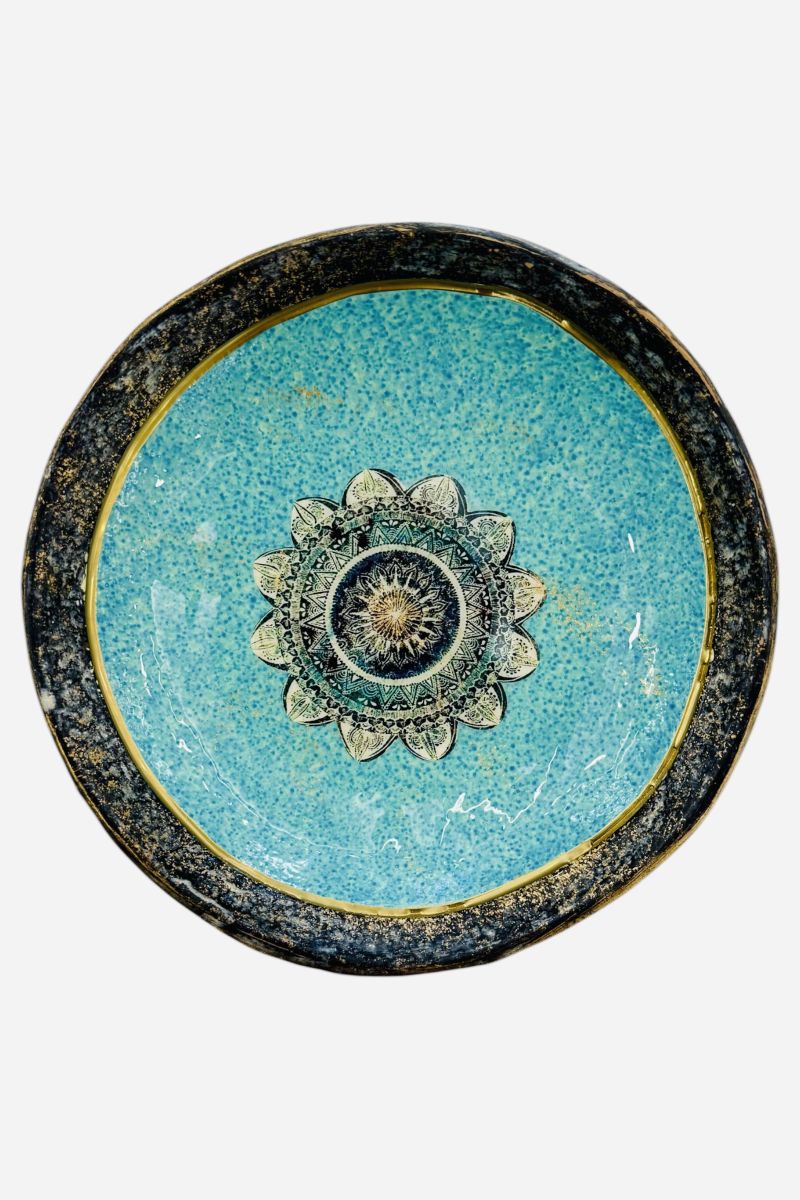 Plate ceramic round small mandala F20