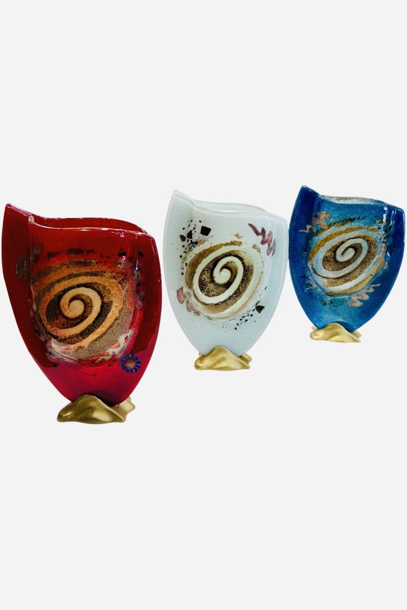 Glass vase with spiral and metals 23x16cm