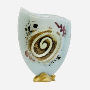 Glass vase with spiral and metals 23x16cm