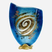 Glass vase with spiral and metals 23x16cm