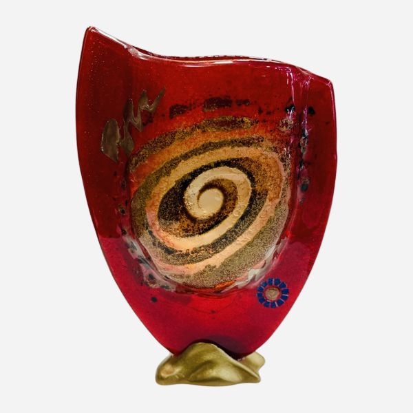 Glass vase with spiral and metals 23x16cm