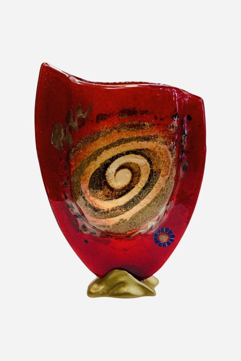 Glass vase with spiral and metals 23x16cm