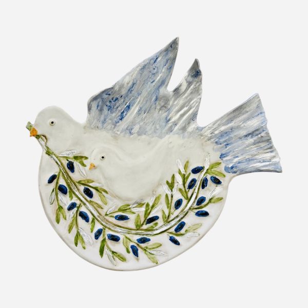 Birds plate with olive branch 34cm x 32cm