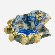 Bowl with faces and glass 21cm x19cm