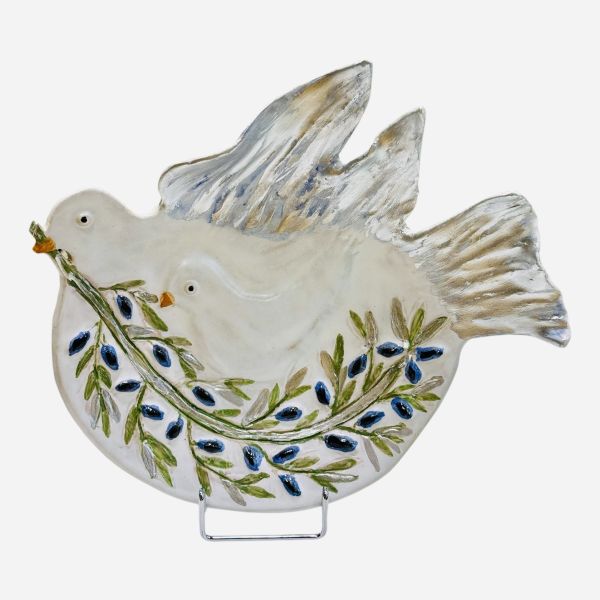 Birds plate with olive branch 34cm x 32cm
