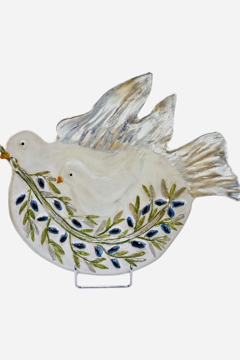 Birds plate with olive branch 34cm x 32cm