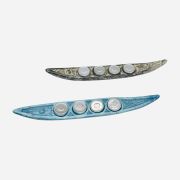 Four-seat boat-shaped candle holder 39 x 6cm