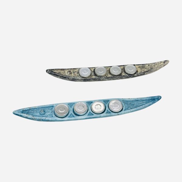 Four-seat boat-shaped candle holder 39 x 6cm