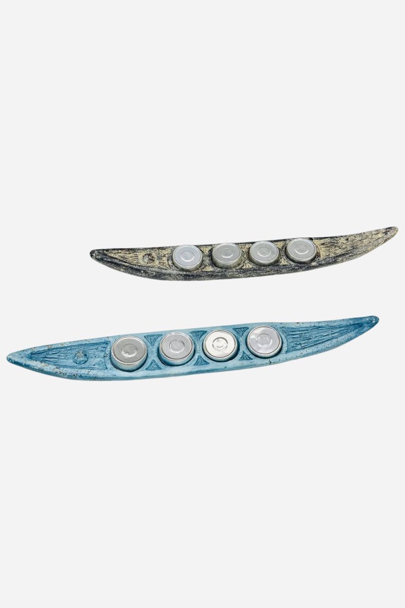 Four-seat boat-shaped candle holder 39 x 6cm