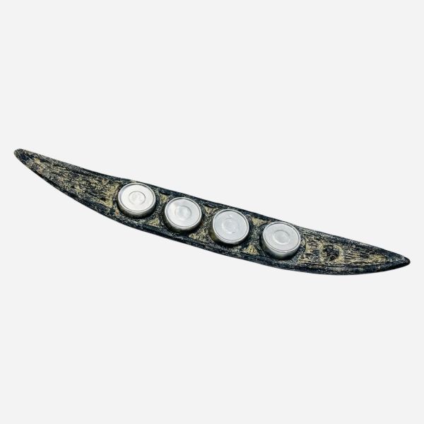 Four-seat boat-shaped candle holder 39 x 6cm