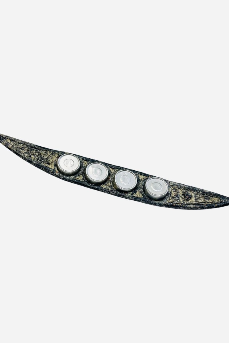 Four-seat boat-shaped candle holder 39 x 6cm